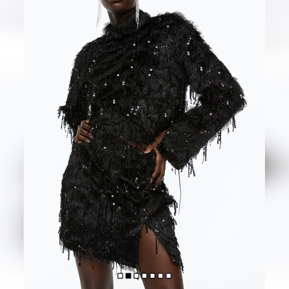 H&M Sequined Set Black Skirt and Crop Top Size Medium/ Large